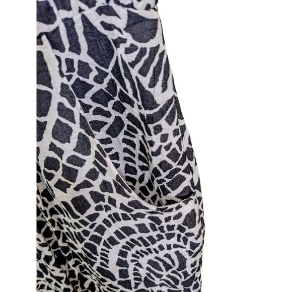 Vintage Dress Size 12 Black White Animal Print Sleeveless Collared Bamboo Blend - Picture 3 of 5